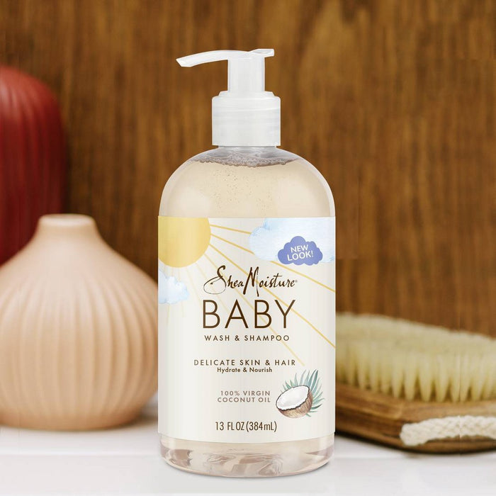 SheaMoisture Baby Wash & Shampoo 100% Virgin Coconut Oil Hydrate & Nourish for Delicate Skin - 13 fl oz