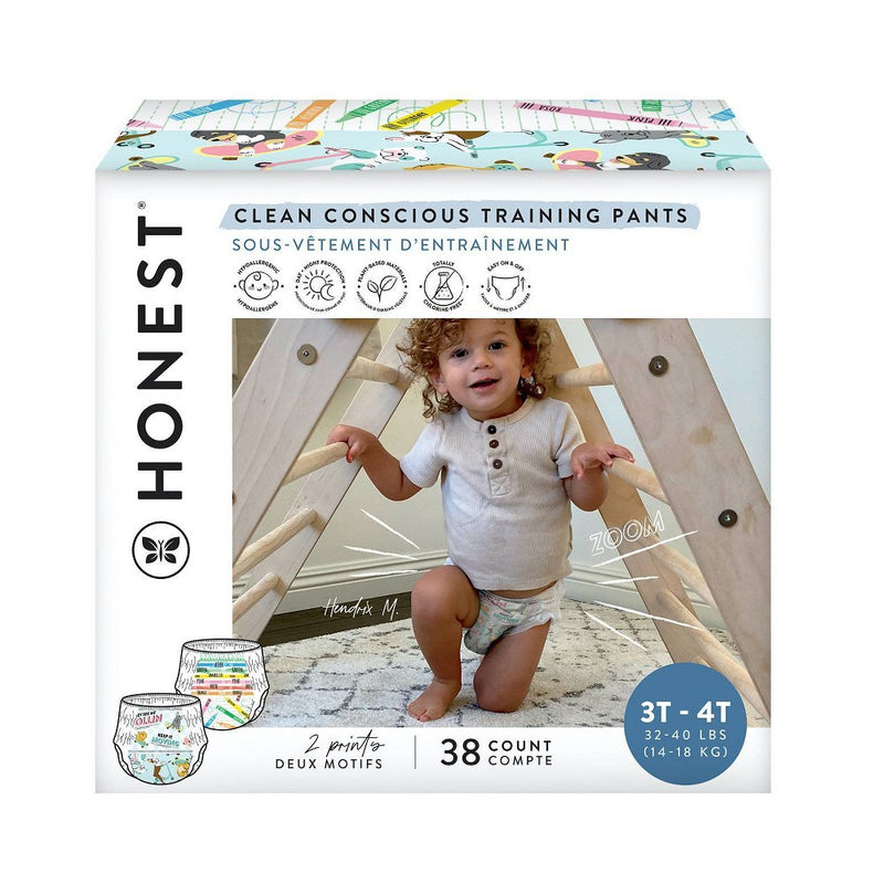 The Honest Company Clean Conscious Training Pants Let's Color & See Me Rollin' - Size 3T-4T - 38ct