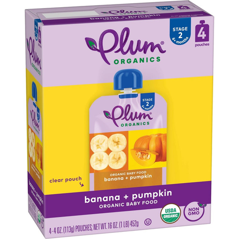 Plum Organics 4pk Banana & Pumpkin Baby Food Pouches - 16oz (LOCAL PICKUP ONLY)