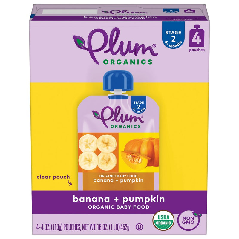 Plum Organics 4pk Banana & Pumpkin Baby Food Pouches - 16oz (LOCAL PICKUP ONLY)