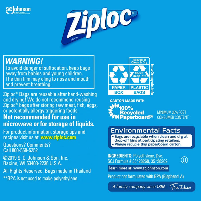 Ziploc Snack Bags with Grip 'n Seal Technology - 90ct