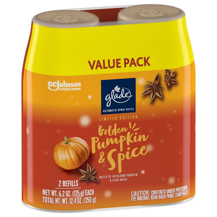 Glade Automatic Spray Air Freshener - Golden Pumpkin & Spice Refill - 12.4oz/2pk