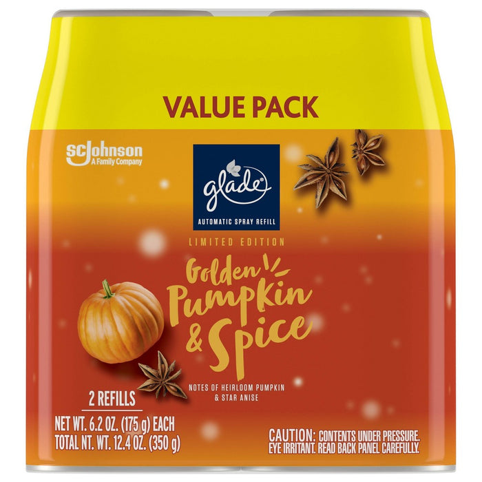 Glade Automatic Spray Air Freshener - Golden Pumpkin & Spice Refill - 12.4oz/2pk