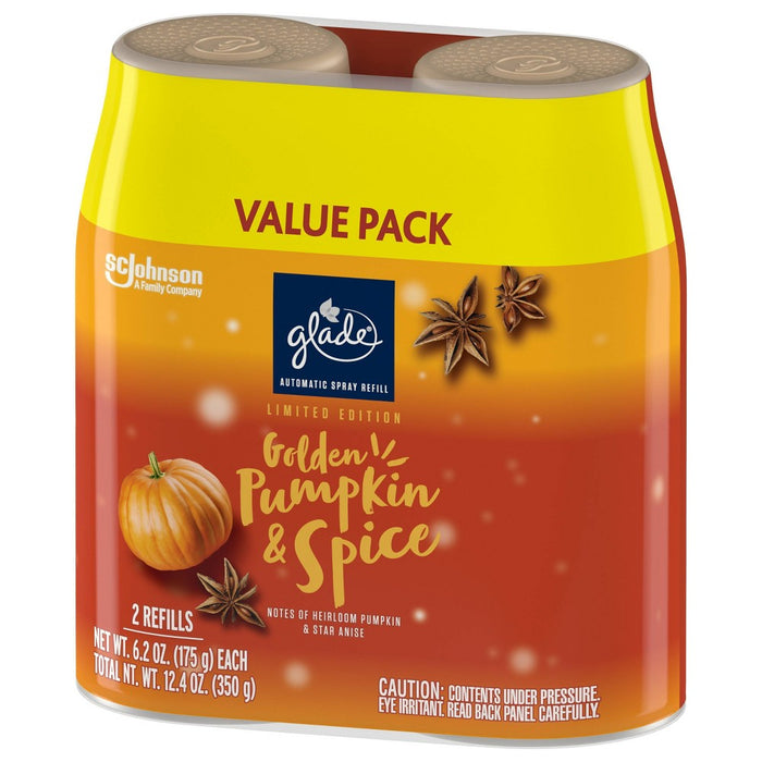 Glade Automatic Spray Air Freshener - Golden Pumpkin & Spice Refill - 12.4oz/2pk