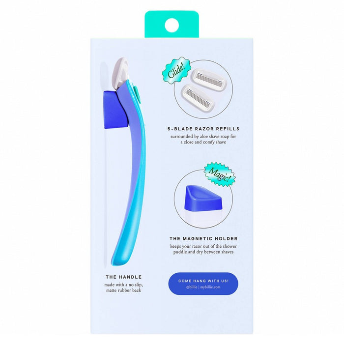 Billie Women's Razor Handle with Magnetic Holder & 2 Blade Refills - Waterpark