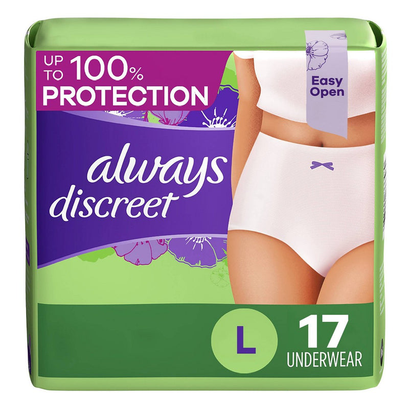Always Discreet Incontinence & Postpartum Incontinence Underwear for Women - Maximum Absorbency - Large - 17ct