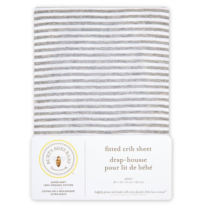 Burt's Bees Baby® Organic Fitted Crib Sheet - Bee Essentials - Heather Gray