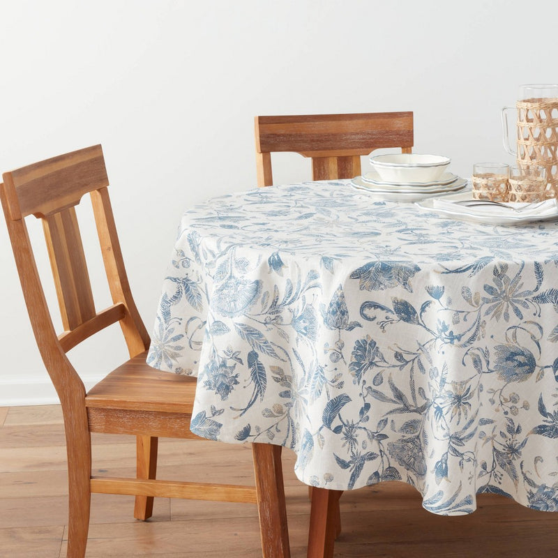 70" Cotton Floral Round Tablecloth Blue - Threshold™