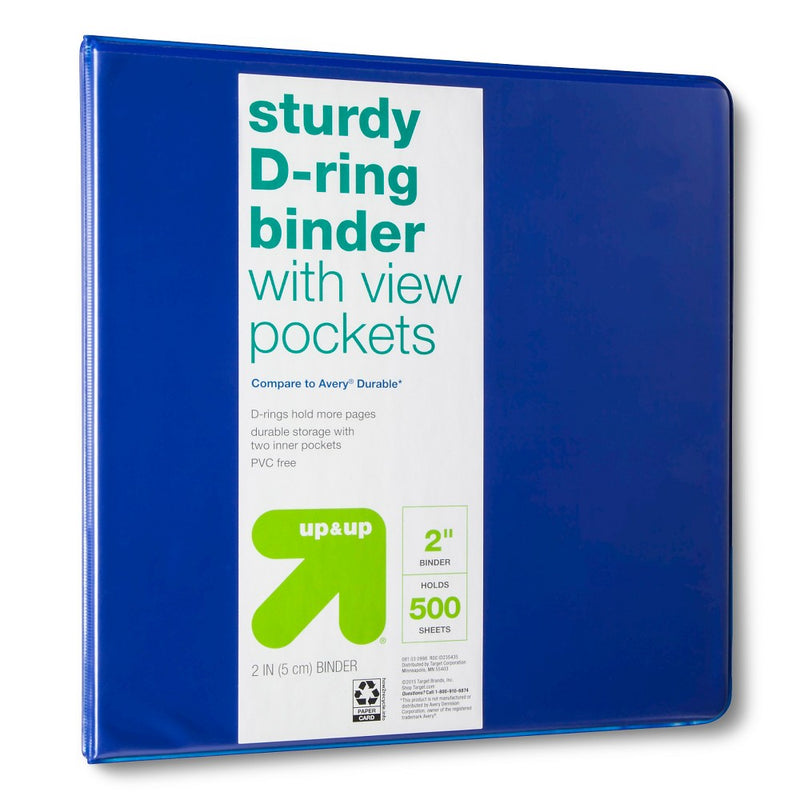 2" 3 Ring Binder Clear View Blue - up & up™