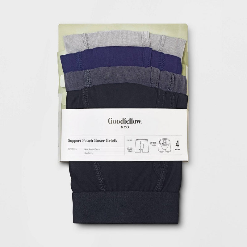 Men's Support Pouch Boxer Briefs 4pk - Goodfellow & Co™ Black/Blue/Gray L