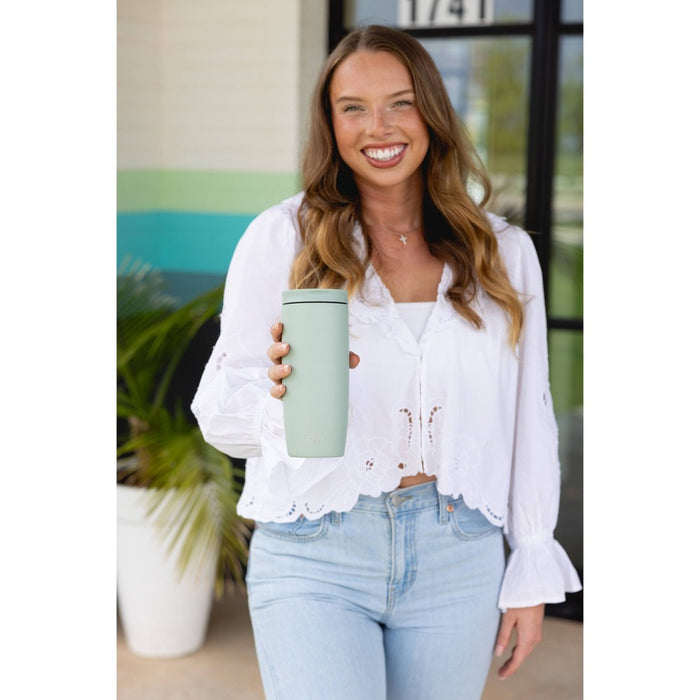 Simple Modern Voyager 20oz Stainless Steel Travel Mug with Insulated Flip Lid Powder Coat Seaglass Sage