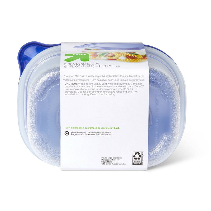 Snap and Store Medium Rectangle Food Storage Container - 3ct/64 fl oz - up & up™
