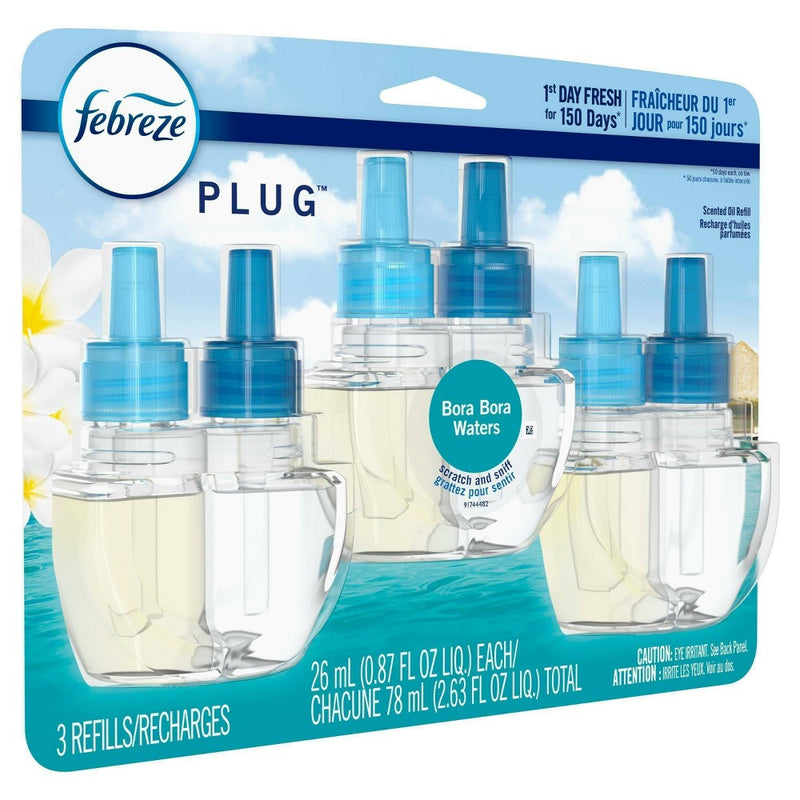 Febreze Odor-Fighting Fade Defy Plug Air Freshener Refill - Bora Bora - 0.87 fl oz/3pk