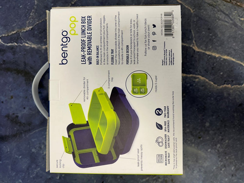 Bentgo Pop Leakproof Bento-Style Lunch Box with Removable Divider-3.4 Cup - Navy Blue/Chartreuse