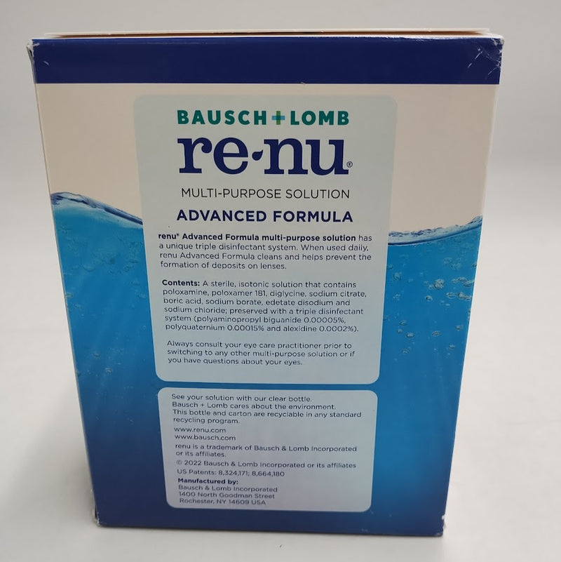 Renu Contact Solution Advanced Triple Disinfectant Formula 24 fl oz EXP: 09/2026