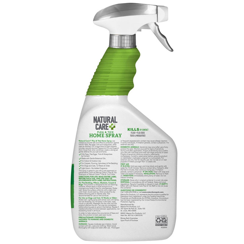 Natural Care Flea & Tick Home Spray Bottle for Cats and Dogs - 32 fl oz