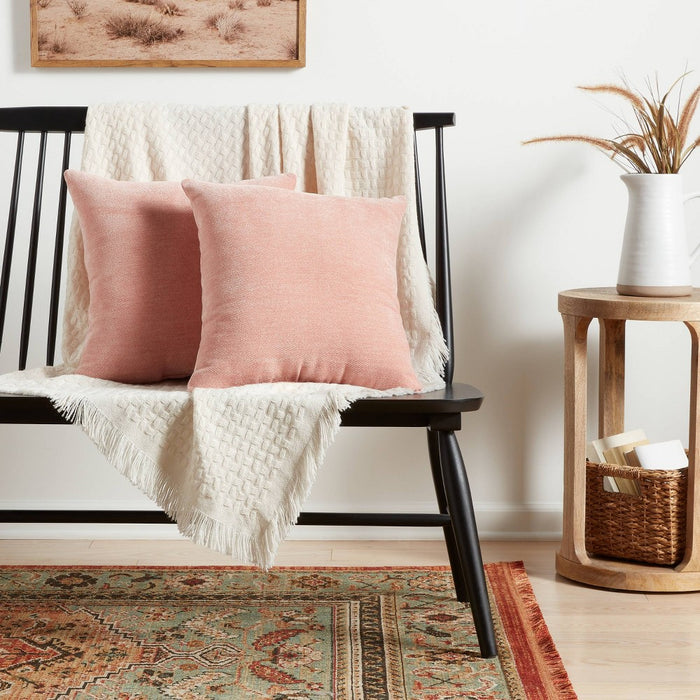 2pk Chenille Square Throw Pillows Pink - Threshold™