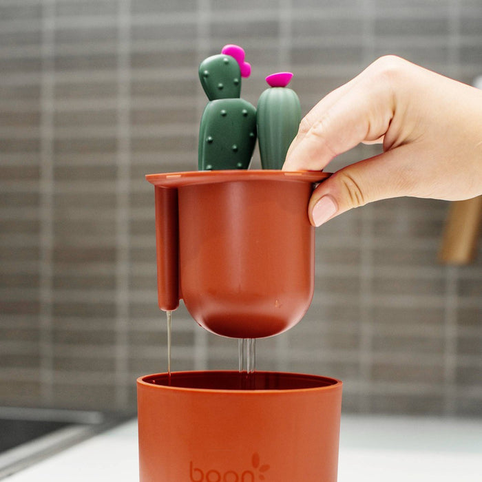 Boon Cacti Bottle Cleaning Brush Set - Brown & Green