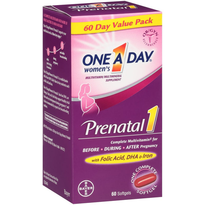 One A Day Women's Prenatal Vitamin 1 with DHA & Folic Acid Multivitamin Softgels - 60ct