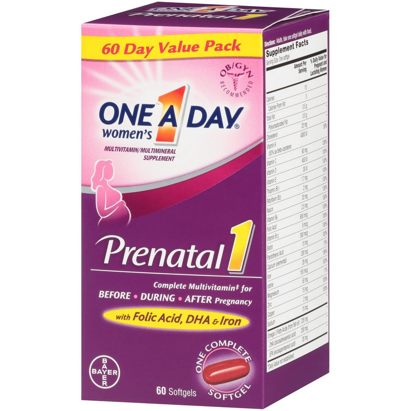 One A Day Women's Prenatal Vitamin 1 with DHA & Folic Acid Multivitamin Softgels - 60ct
