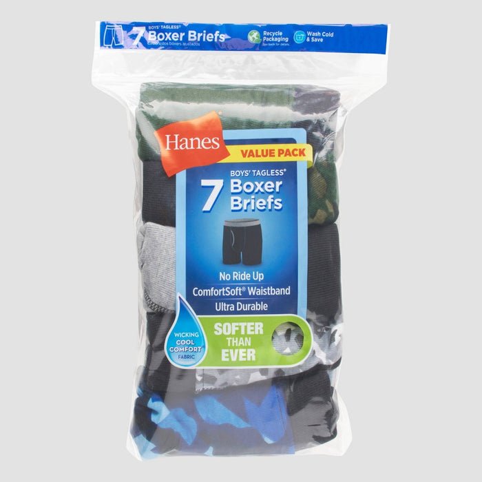 Hanes Boys' Boxer Briefs 6 + 1 Bonus Pack - Colors May Vary L
