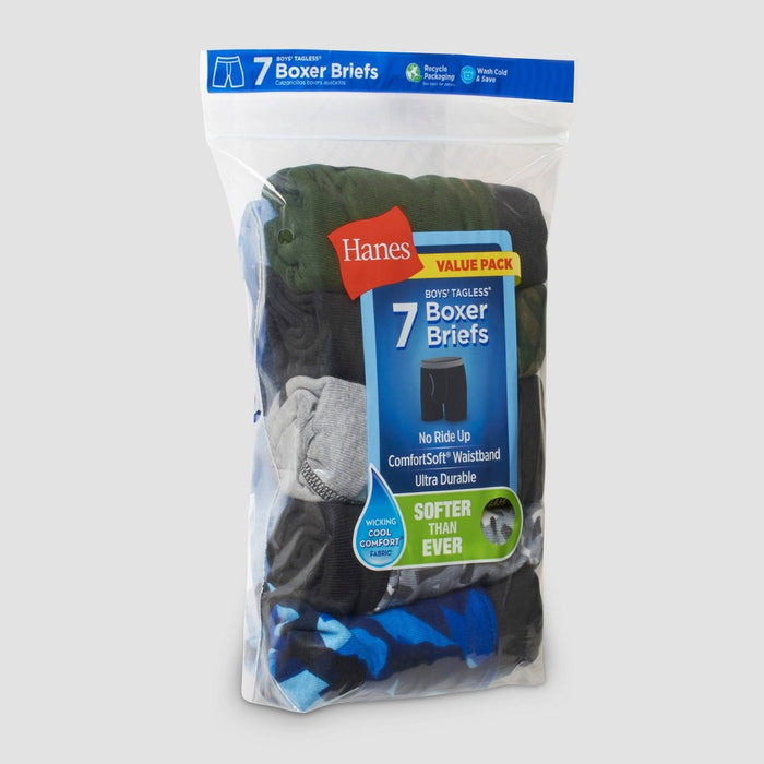 Hanes Boys' Boxer Briefs 6 + 1 Bonus Pack - Colors May Vary L