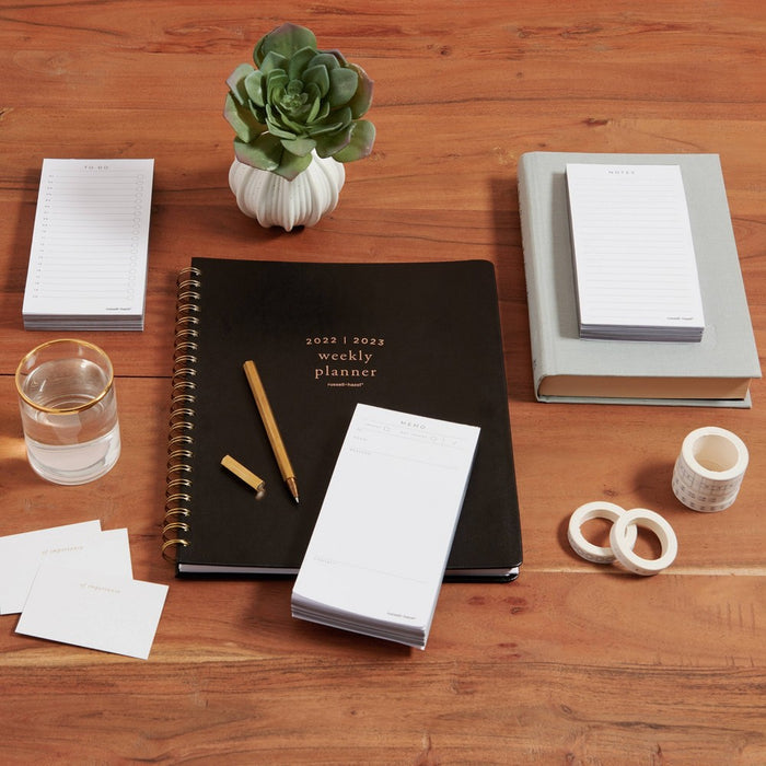 2022-23 Academic Planner 8.75"x11" Weekly Spiral Vegan Leather Black - russell+hazel
