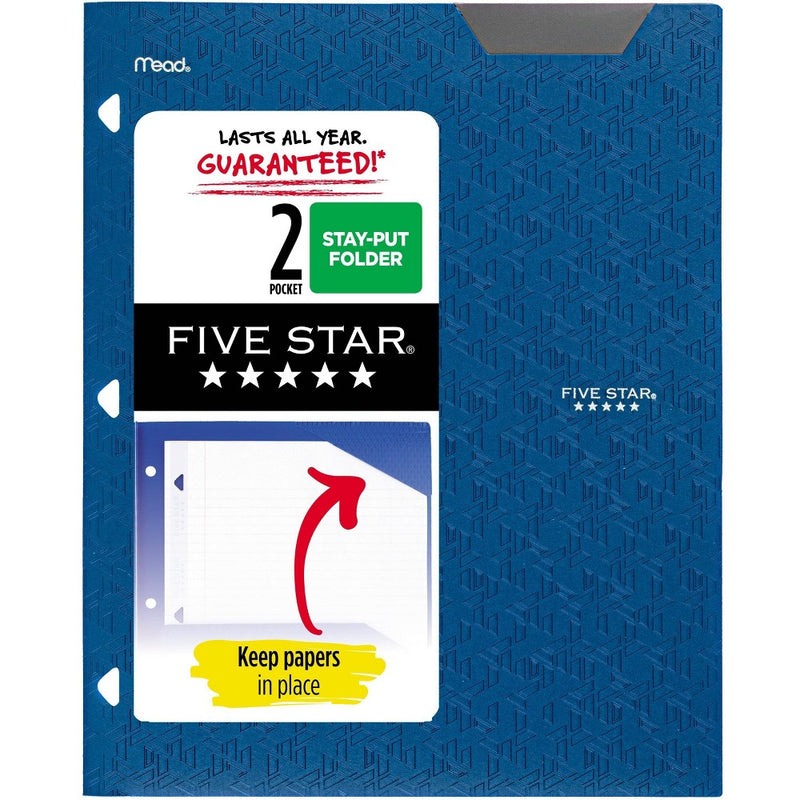 Five Star 2 Pocket Plastic Folder Blue