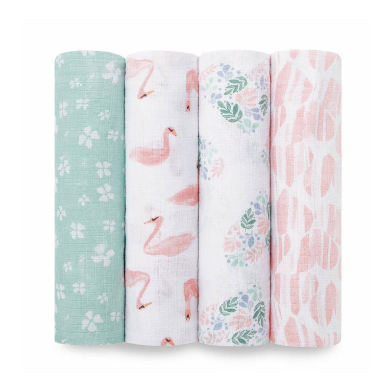 aden + anais Essentials Swaddle Blanket - Rose - 4pk