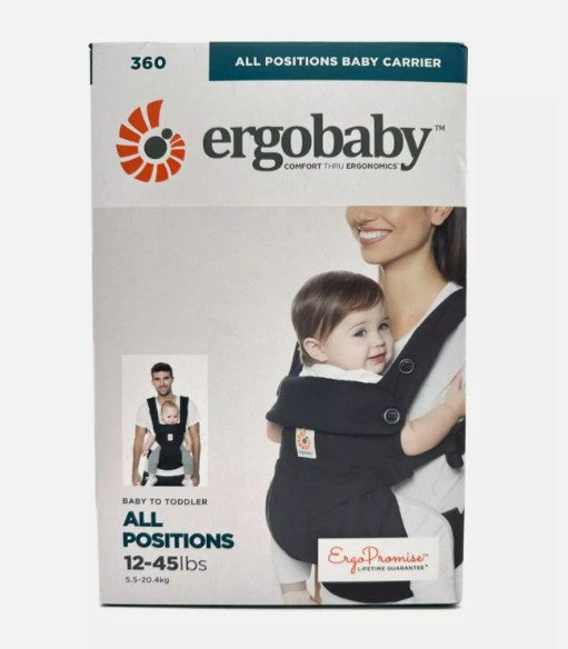 Ergobaby 360 Soft Structured Baby Carrier with Lumbar Support - For Babies - Pure Black - 12-45 lbs