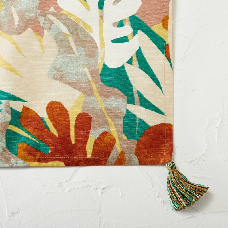 60" x 84" Cotton Palm Print Tablecloth with Tassels - Opalhouse™ designed with Jungalow™