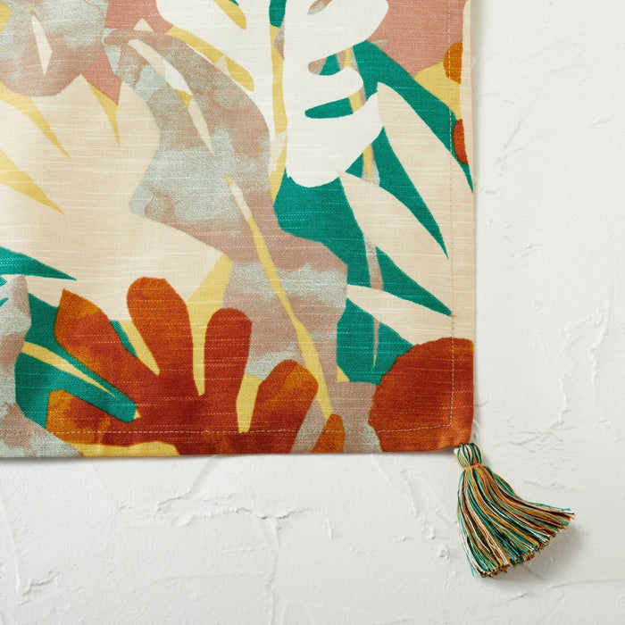 60" x 84" Cotton Palm Print Tablecloth with Tassels - Opalhouse™ designed with Jungalow™