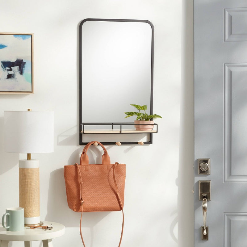 Metal Entryway Organizer with Mirror Large Natural - Brightroom™ (LOCAL PICKUP ONLY)