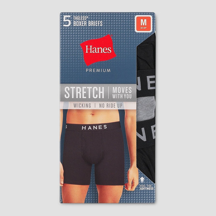 Hanes Premium Men's Boxer Briefs 5pk - Black/Gray M