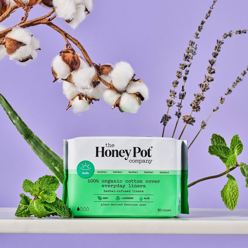 The Honey Pot Company Herbal Pantiliners, Organic Cotton Cover - 30ct