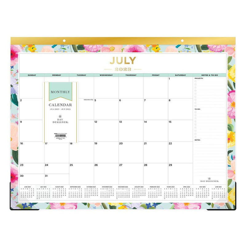 Day Designer 2023-24 Academic Desk Pad Calendar 22"x17" Monthly Trim Tape Enchanted Blue