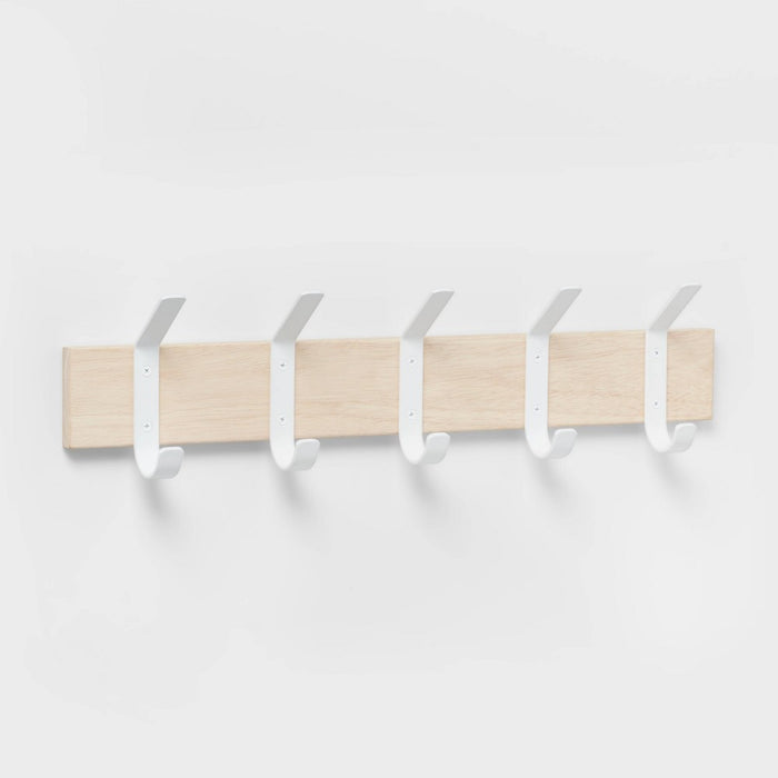 Mixed Material 5 Hooks Rail Matte White - Brightroom™ (LOCAL PICKUP ONLY)