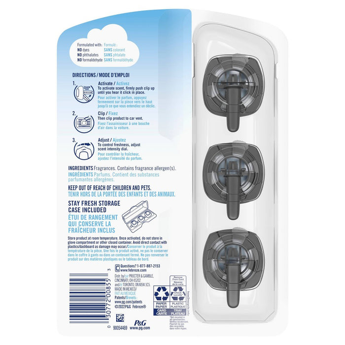Febreze Car Air Freshener Vent Clip - Bora Bora Scent - 0.20 fl oz/3pk
