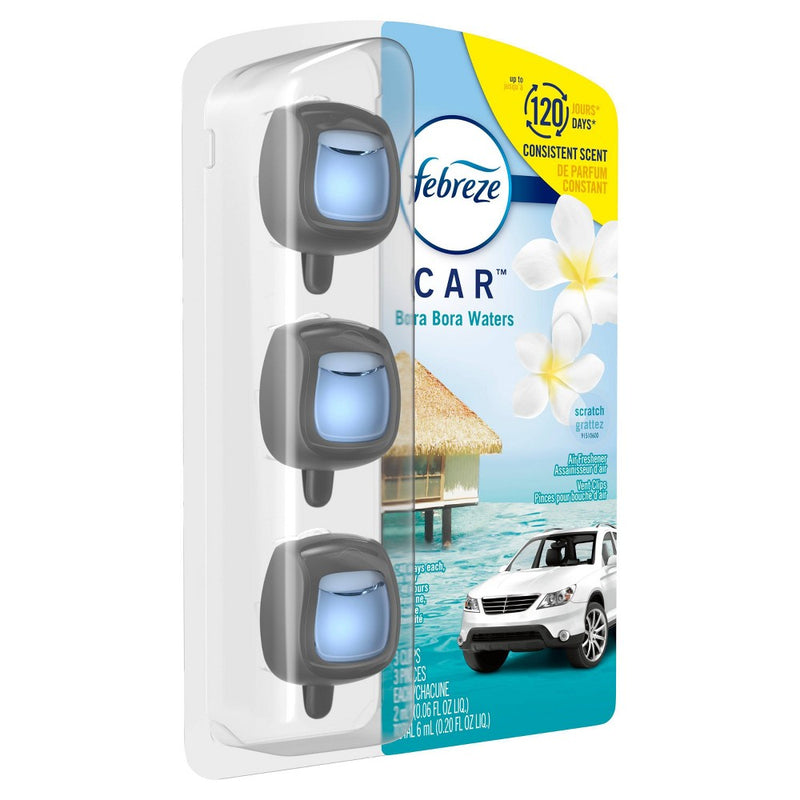 Febreze Car Air Freshener Vent Clip - Bora Bora Scent - 0.20 fl oz/3pk