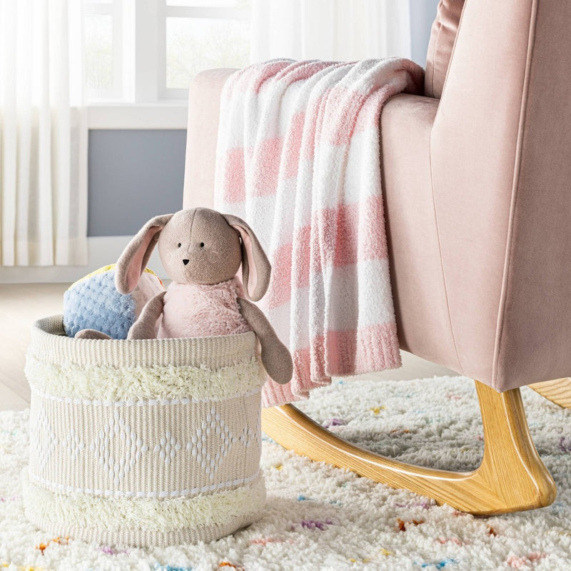 Chenille Stripe Baby Blanket - Light Pink and White Stripe - Cloud Island™