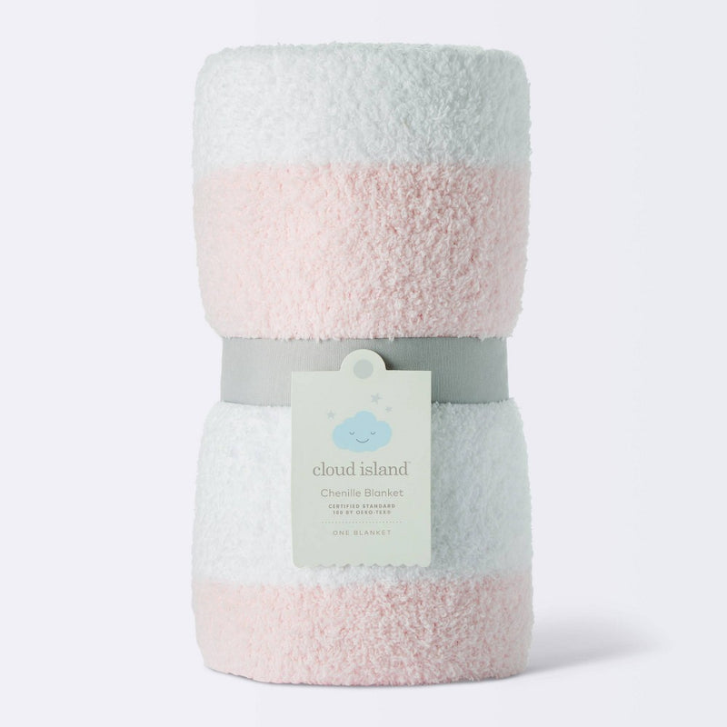 Chenille Stripe Baby Blanket - Light Pink and White Stripe - Cloud Island™