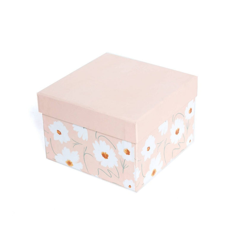 Small Square Gift Box Flowers on Peach - Spritz™ (LOCAL PICKUP ONLY)