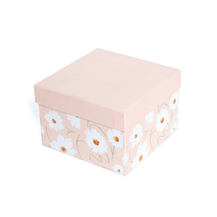 Small Square Gift Box Flowers on Peach - Spritz™ (LOCAL PICKUP ONLY)