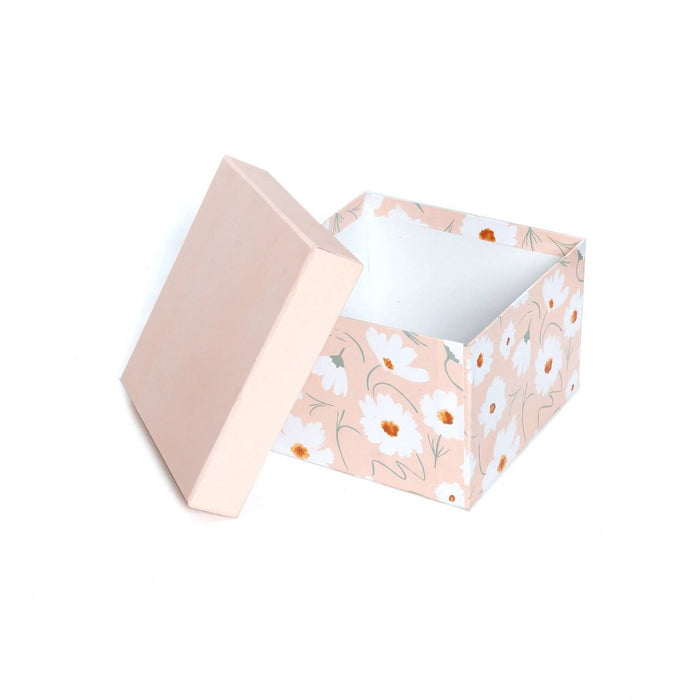 Small Square Gift Box Flowers on Peach - Spritz™ (LOCAL PICKUP ONLY)