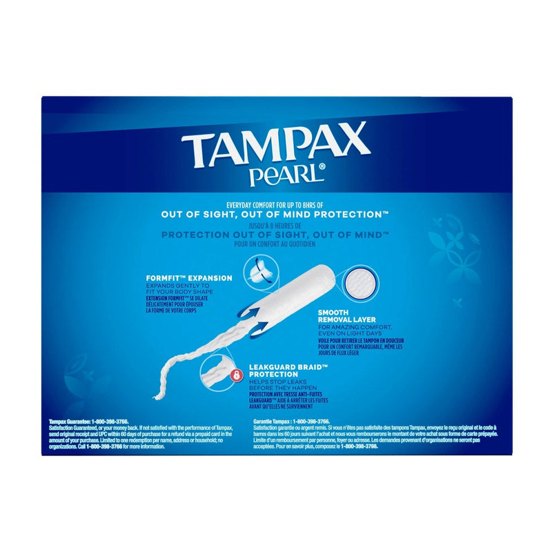 Tampax Pearl Tampons Trio Pack with Plastic Applicator and LeakGuard Braid - Light/Regular/Super Absorbency - Unscented - 64ct