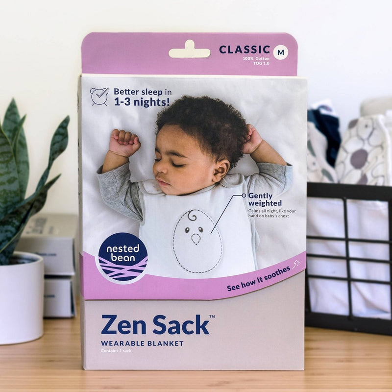 Nested Bean Zen Sack - Gently Weighted Wearable Blanket - Gray Mist - 6-15 Months