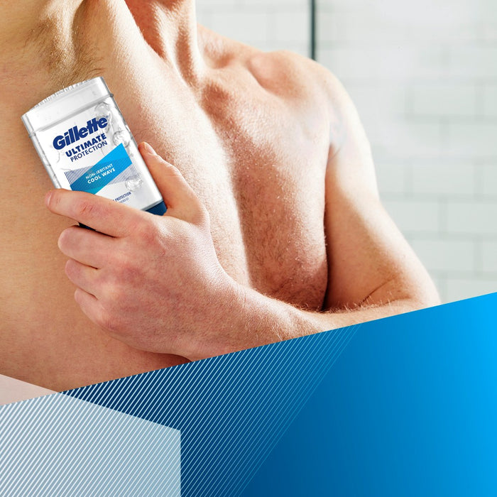 Gillette Antiperspirant Deodorant for Men, Clear Gel, Cool Wave, 72 Hours Sweat Protection - 3.8oz/2 Pack