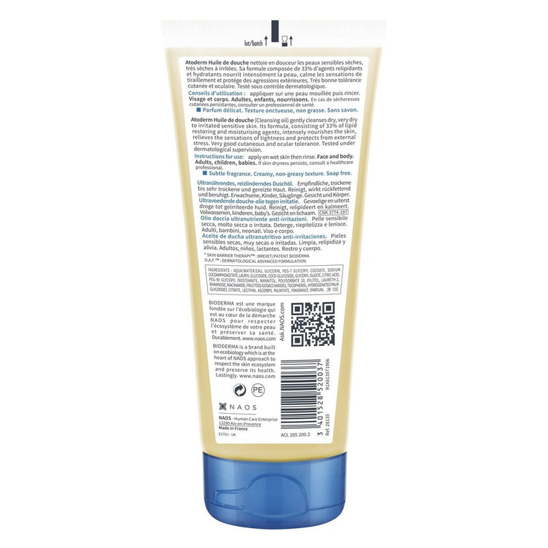 Bioderma Atoderm Cleansing Shower Oil - Fresh - 3.33 fl oz EXP 01/2026