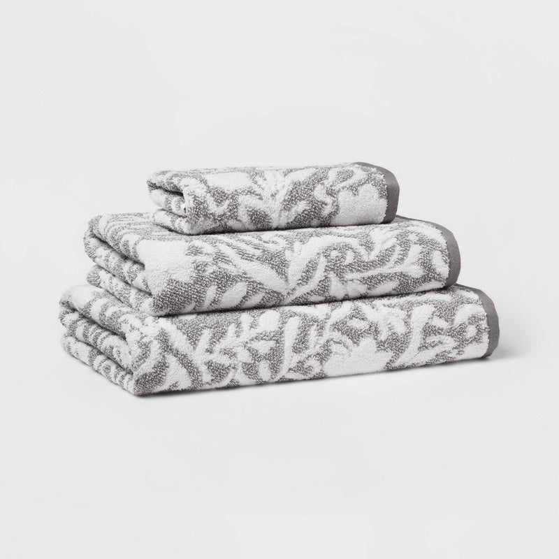 Performance Plus Hand Towel Gray Floral - Threshold™