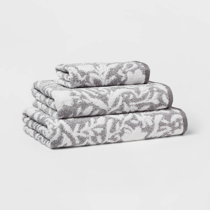 Performance Plus Hand Towel Gray Floral - Threshold™